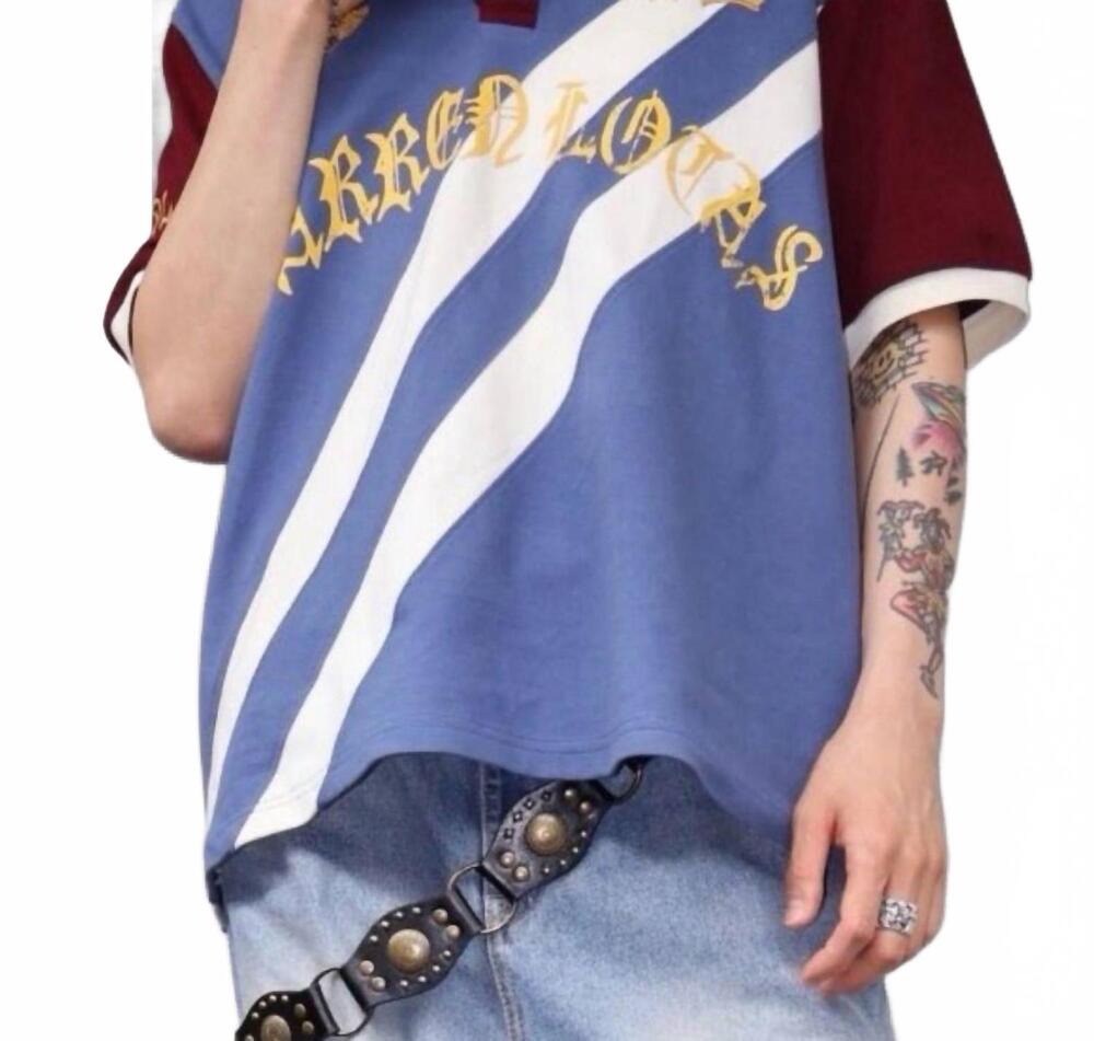 NEW WARREN LOTAS reaper academy polo in blue/cream/burgundy